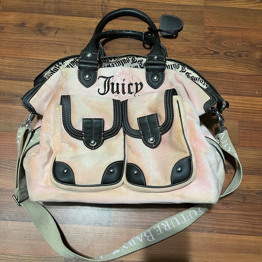 true vintage Juicy Couture bag with hearts light pink and brown